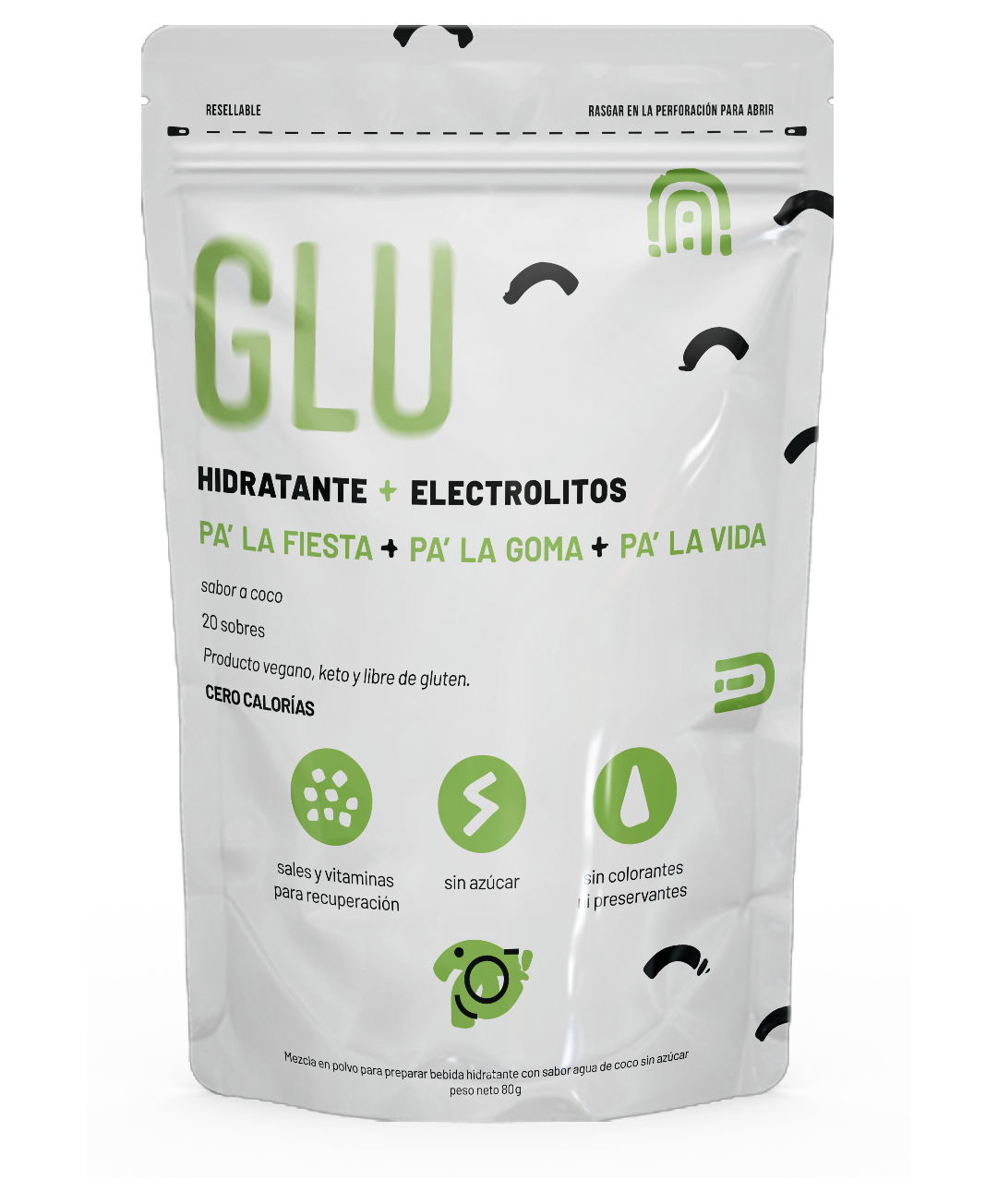 Glu Sabor Coco (20 sticks por bolsa)